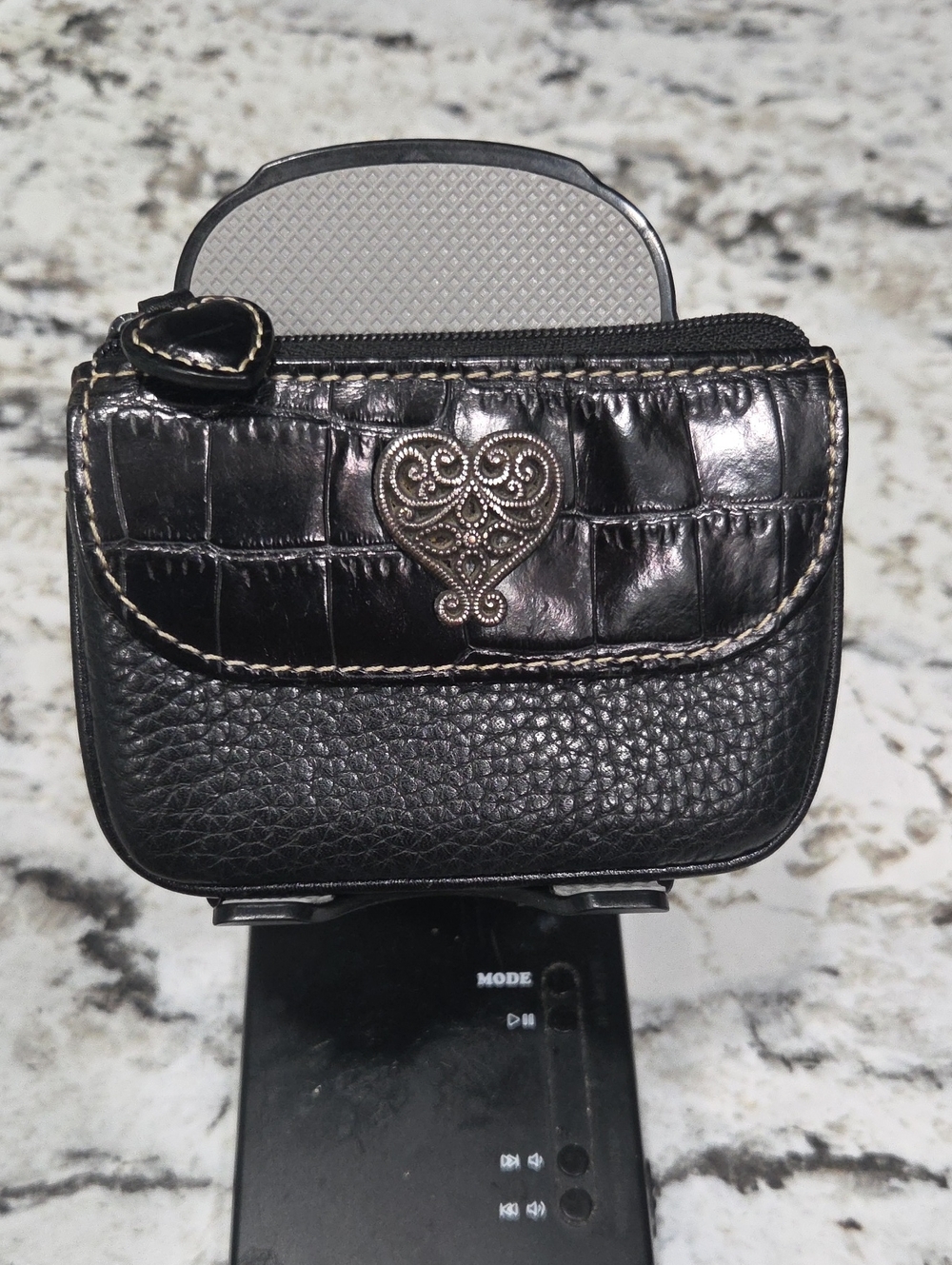 Brighton Black Leather Women's Small Wallet with Heart Accent